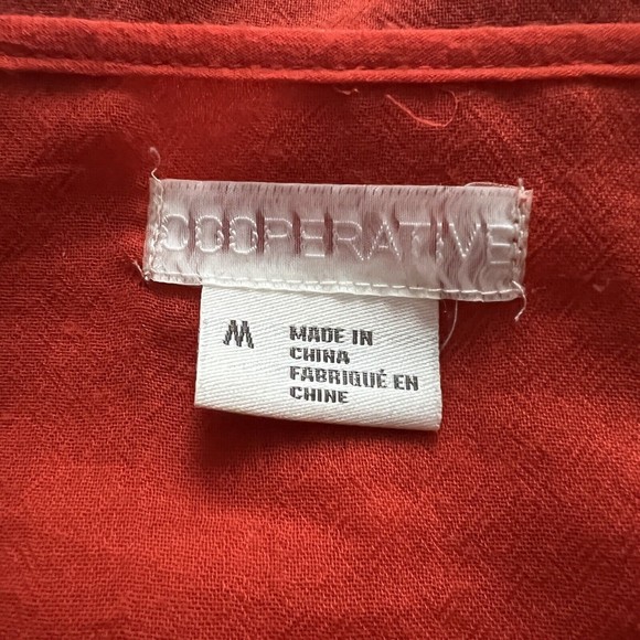 Urban Outfitters Cooperative Blouse Navy Blue Orange‎ Slit Open Back Semi Sheer - Picture 6 of 7